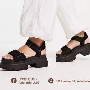 EUC UGG Ashton Ankle Sandal, Black, Size 10